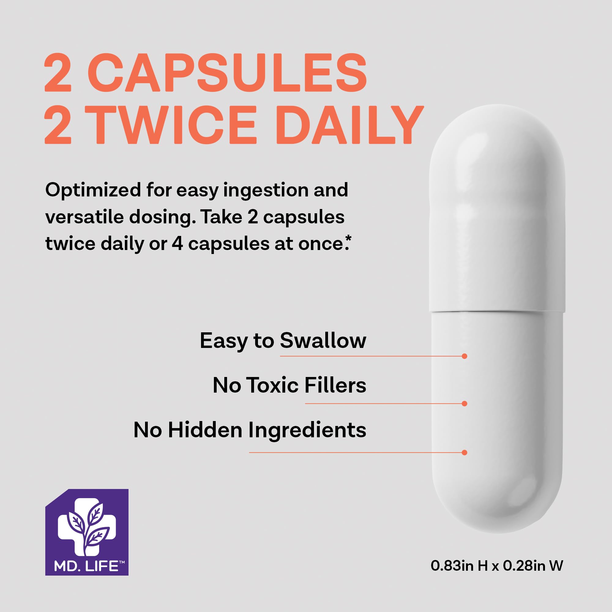 MD.LIFE Calcium Potassium Magnesium Zinc Supplement bottle with label