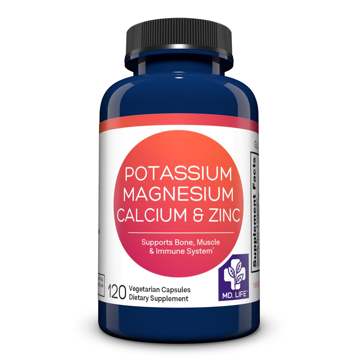MD.LIFE Calcium Potassium Magnesium Zinc Supplement front view
