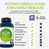 MD.LIFE High Potency Vitamin ADK Supplement capsules on a wooden surface