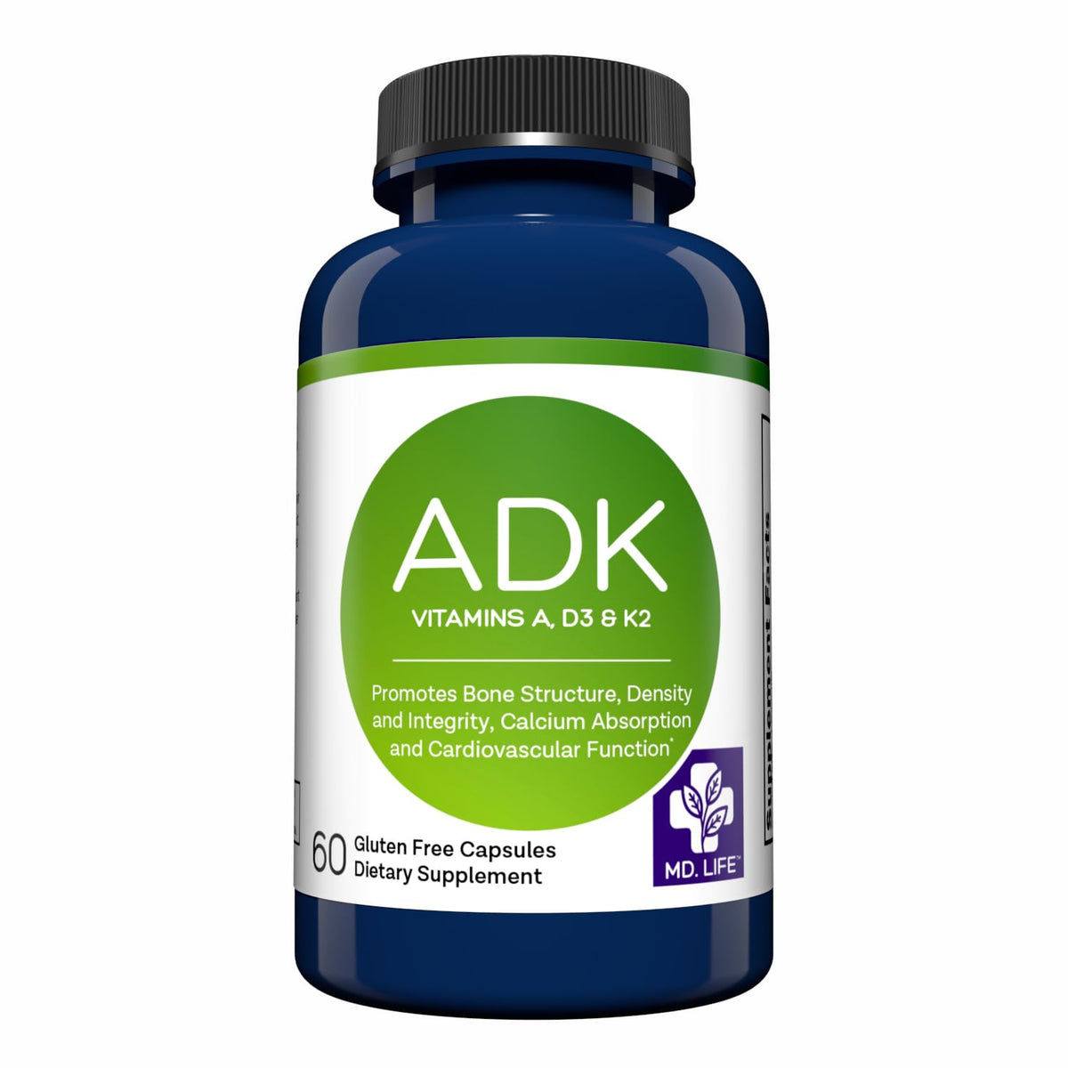 MD.LIFE High Potency Vitamin ADK Supplement front view with packaging