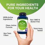 MD.LIFE High Potency Vitamin ADK Supplement lifestyle scene with a glass of water