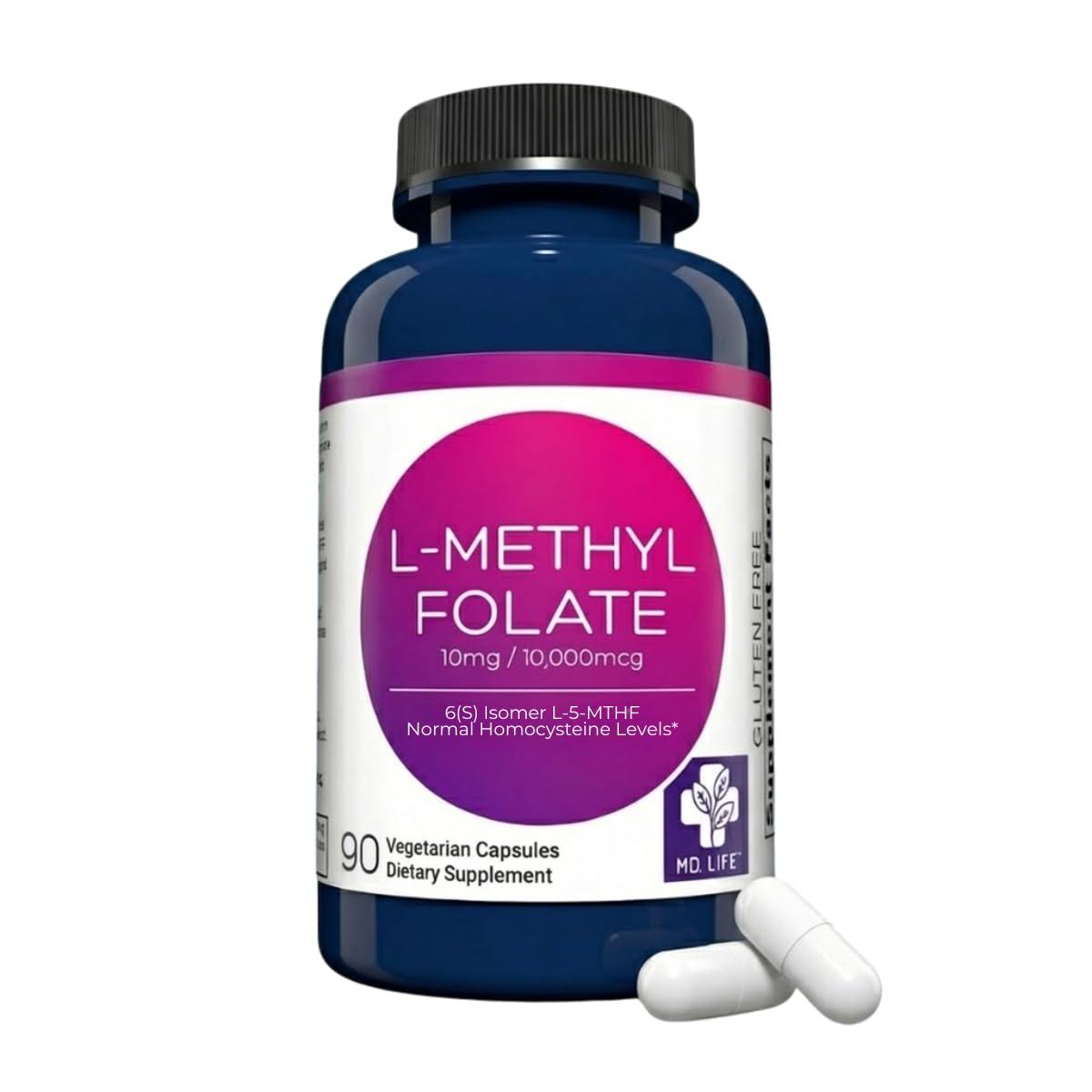MD.LIFE L-Methylfolate 10mg Capsules front view