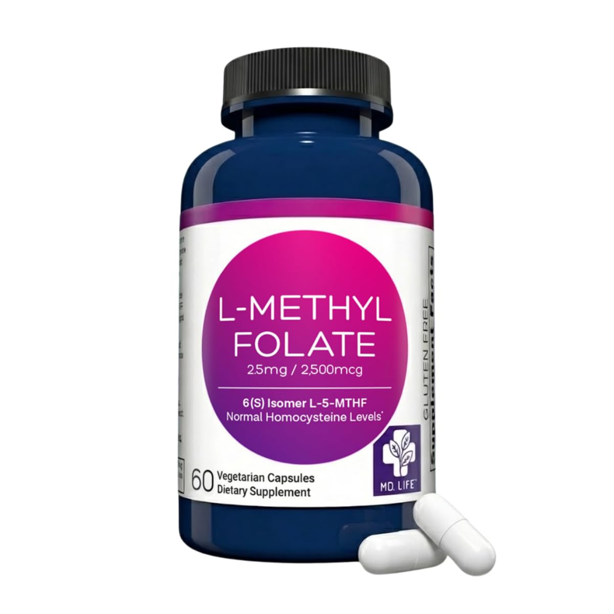 MD.LIFE L Methylfolate 2.5mg supplement front view with packaging