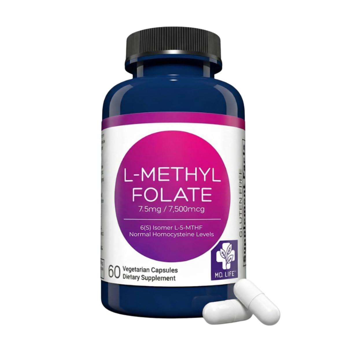 MD.LIFE L-Methylfolate 7.5mg capsules front view