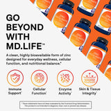 MD.LIFE Zinc Picolinate Capsules 30mg bottle side view