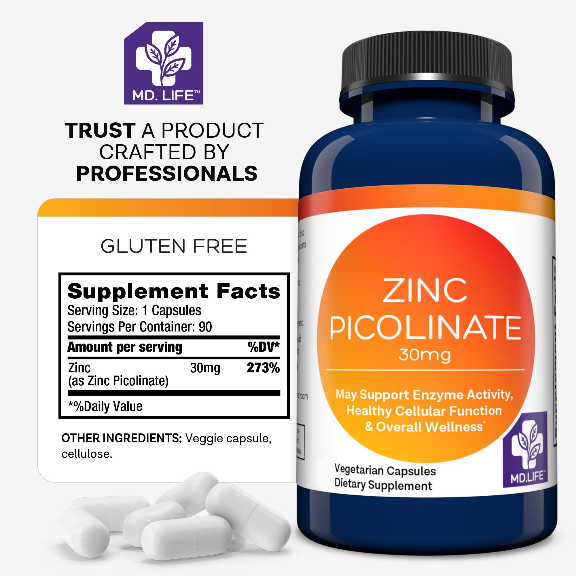 MD.LIFE Zinc Picolinate Capsules 30mg ingredients list