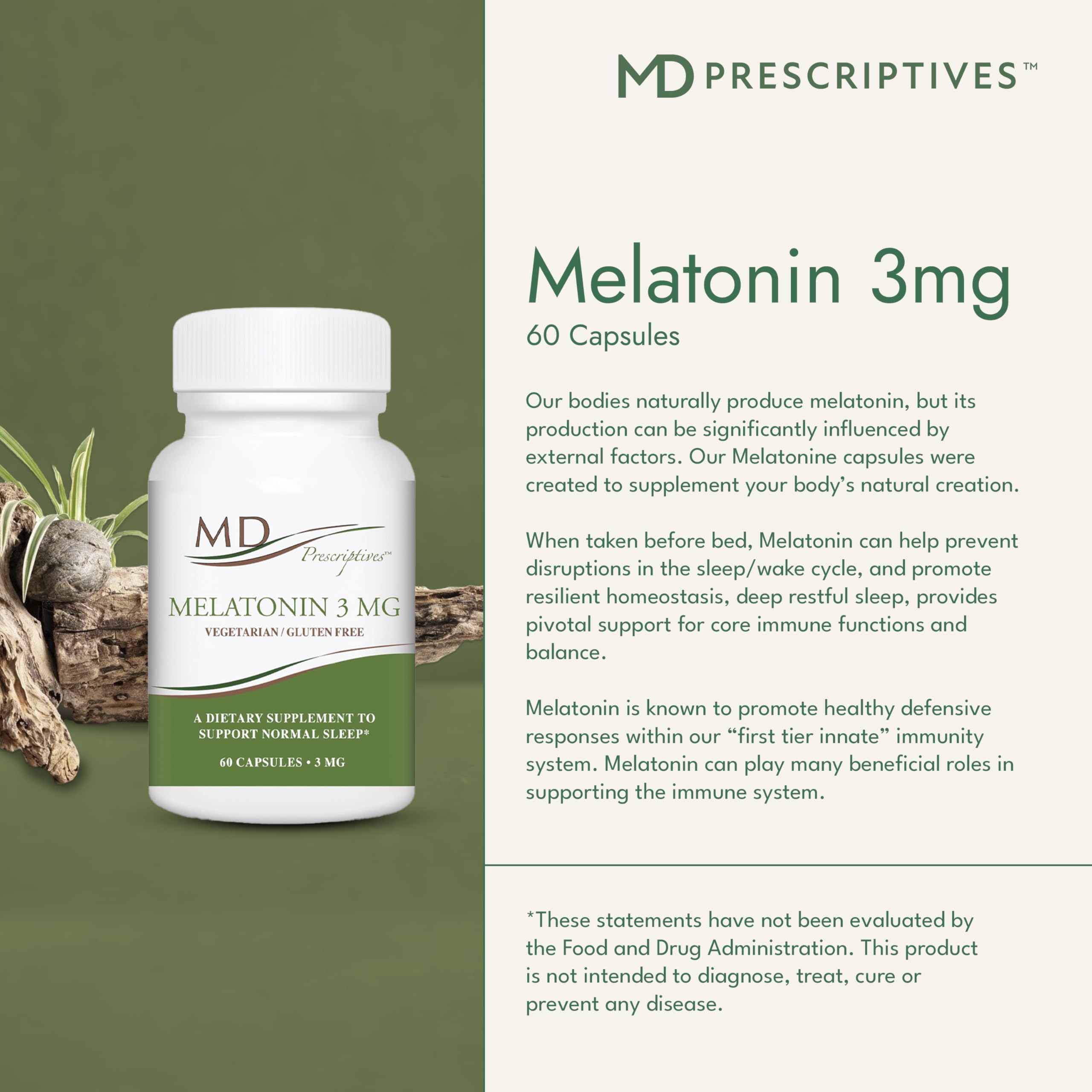 MD Prescriptives Melatonin 3mg vegetarian capsule close-up