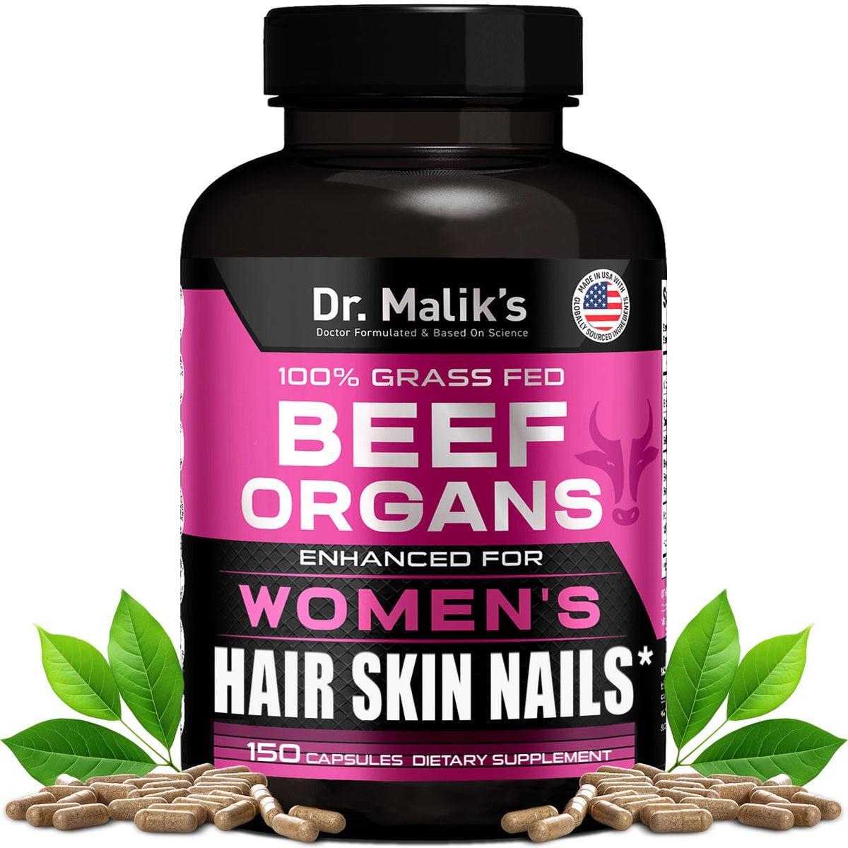 MD Supplements Beef Organ Capsules front view with packaging