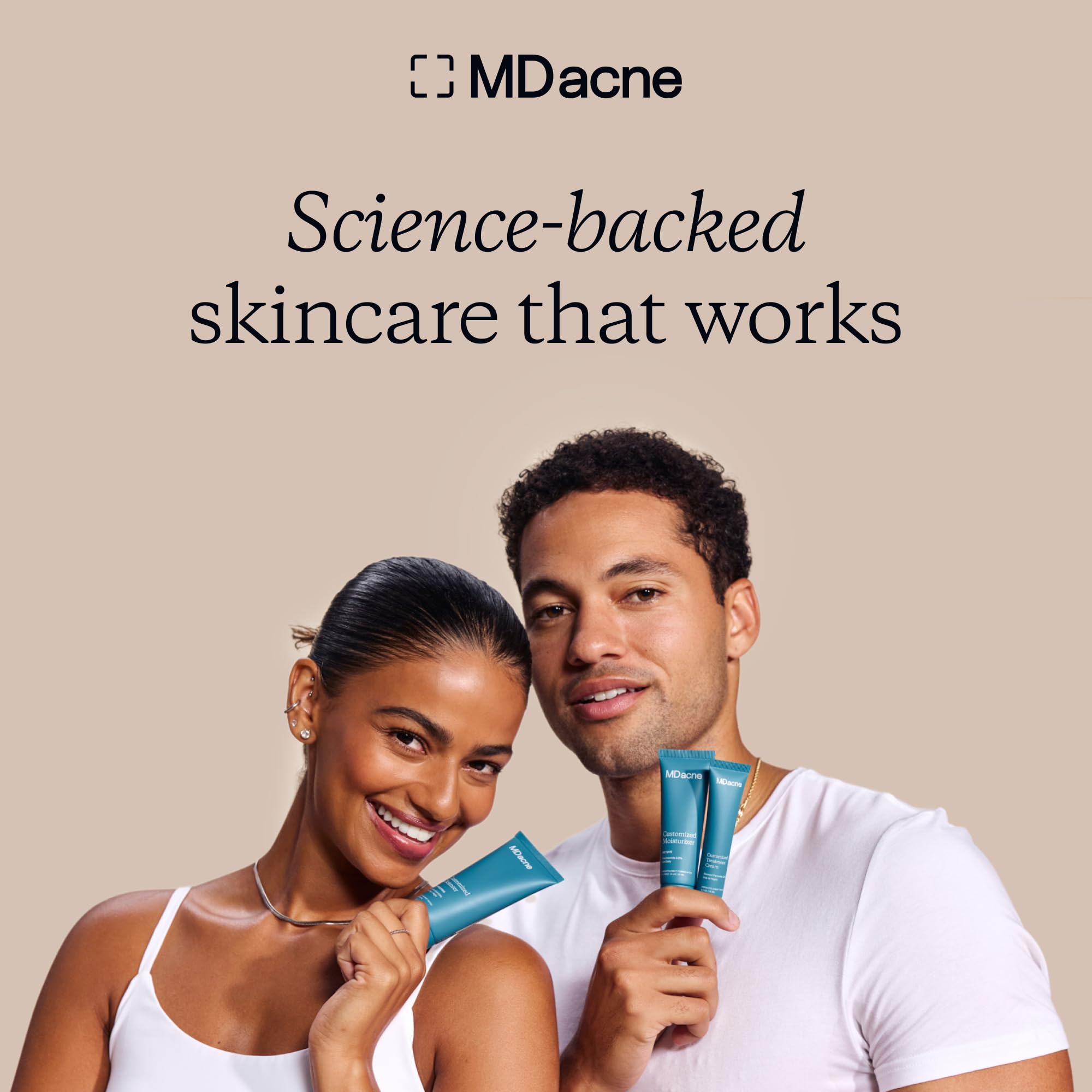 MDacne Skin Clearing Vitamins & Minerals with a glass of water