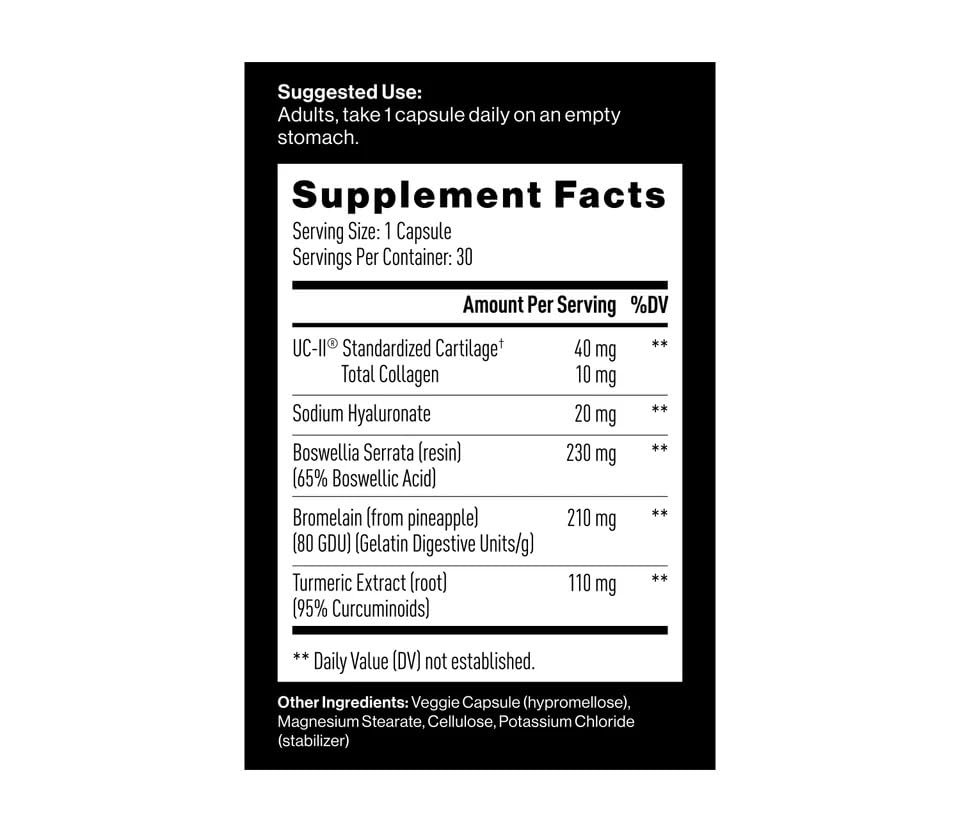 Mdrive Joint Support Supplement side view showing capsule details