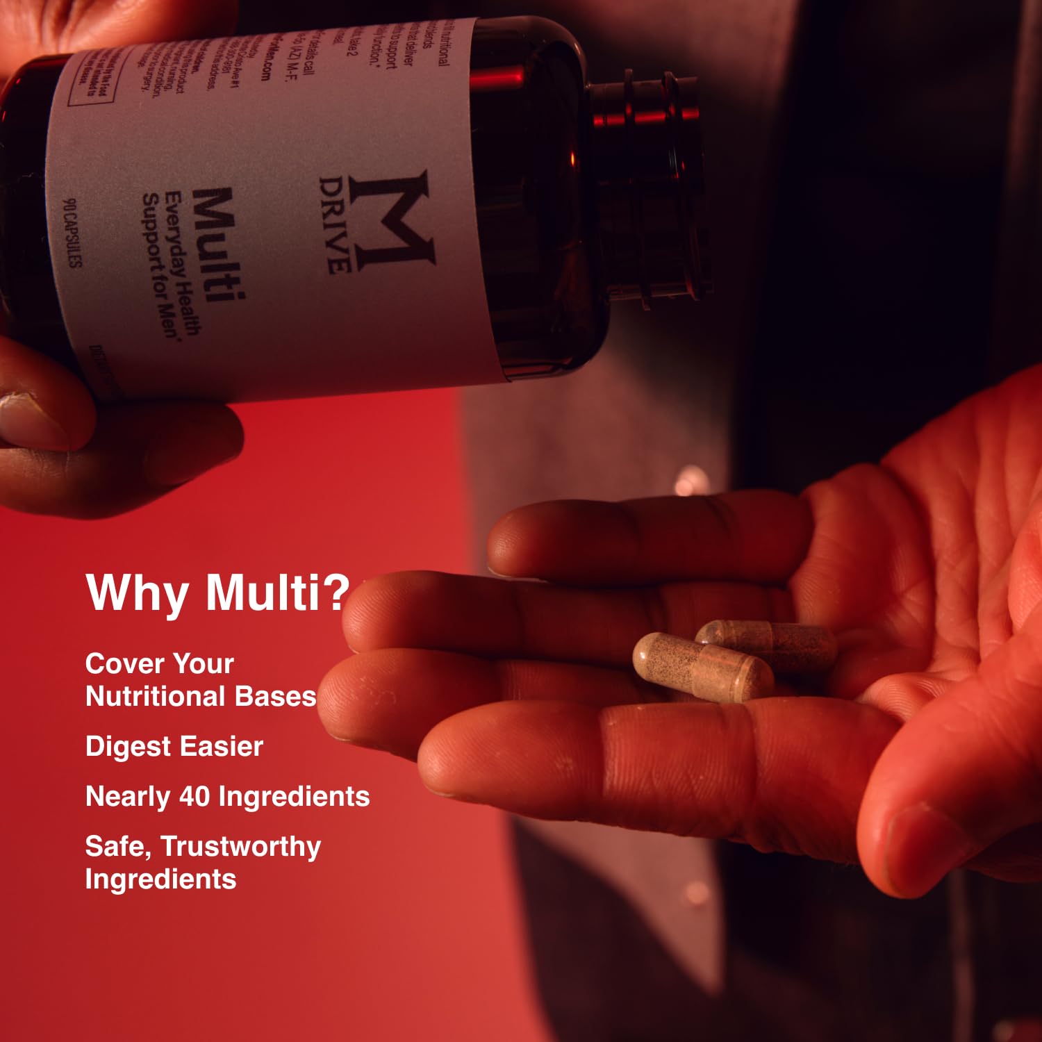 Mdrive Multi Men’s Multivitamin 132g capsules on a table