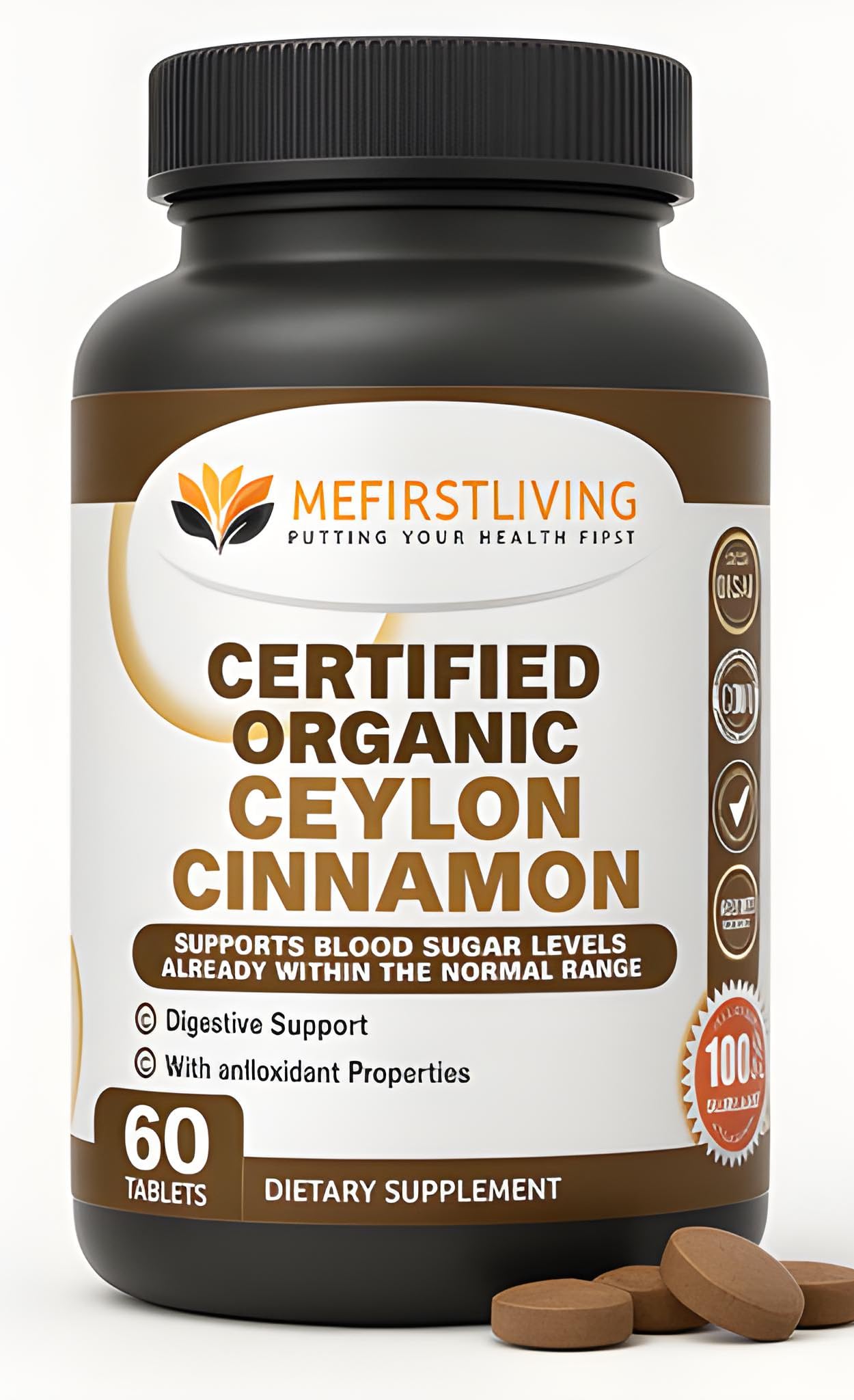 Me First Living Organic Ceylon Cinnamon Supplement front view