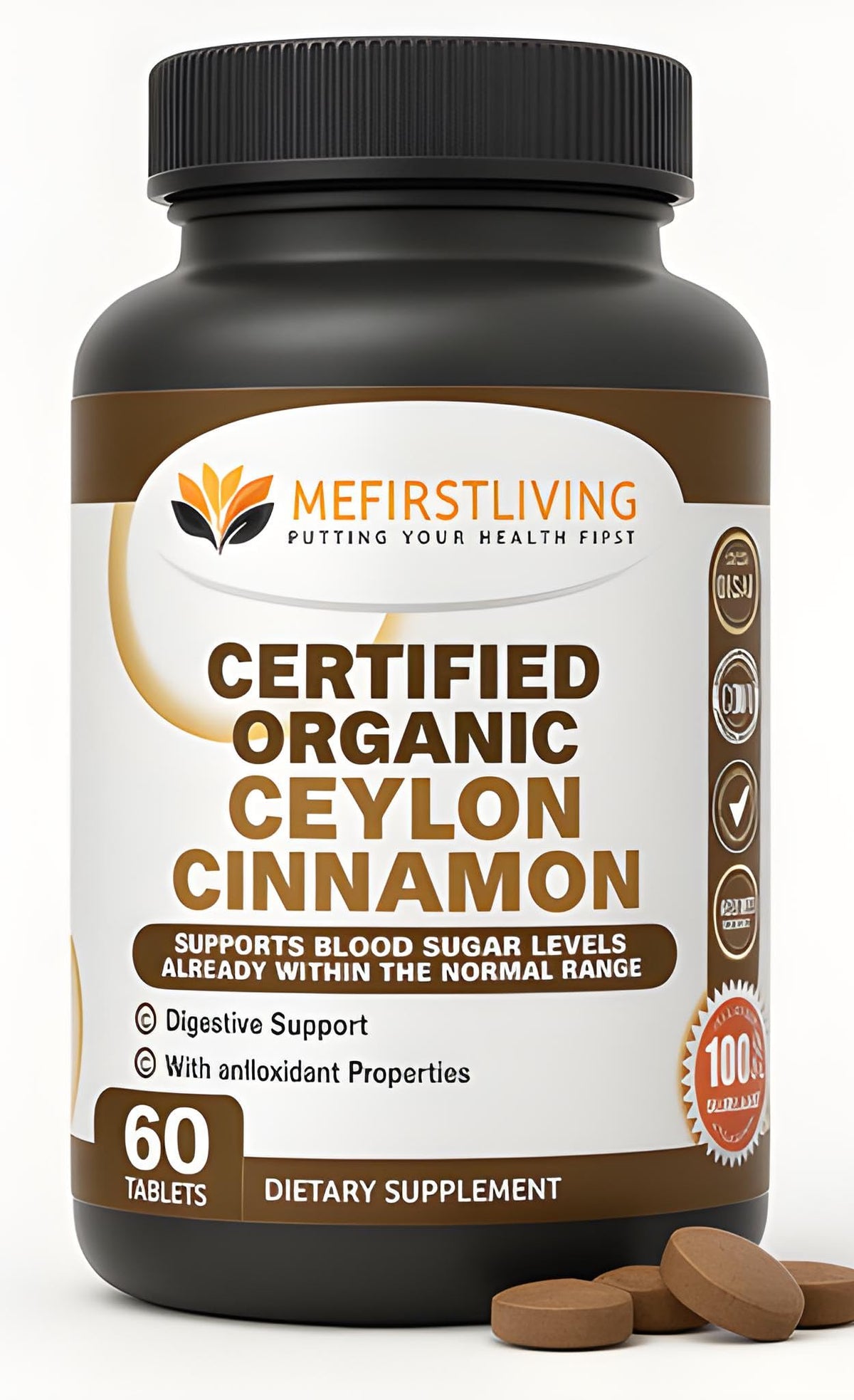 Me First Living Organic Ceylon Cinnamon Supplement front view
