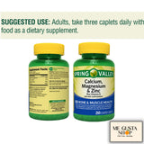 ME GUSTA SHOP Calcium, Magnesium & Zinc Plus Vitamin D3 500 Count packaging