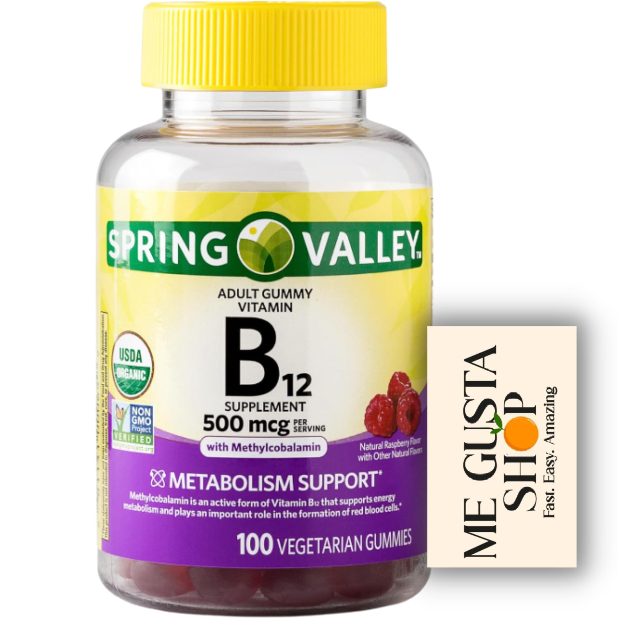 ME GUSTA SHOP Vitamin B12 Gummies Raspberry flavour front view