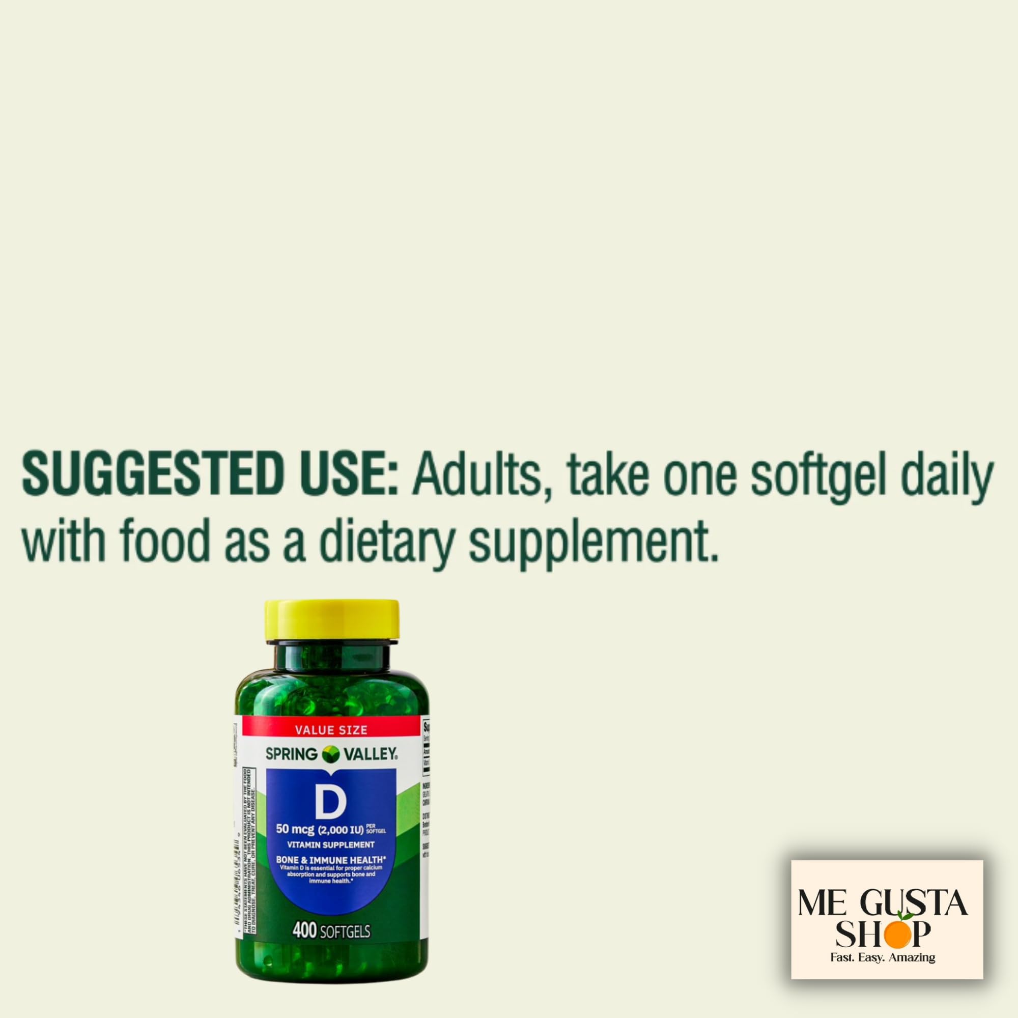 ME GUSTA SHOP Vitamin D Supplement Softgels close-up of softgel
