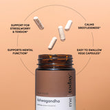 me today Ashwagandha capsules on a wooden table