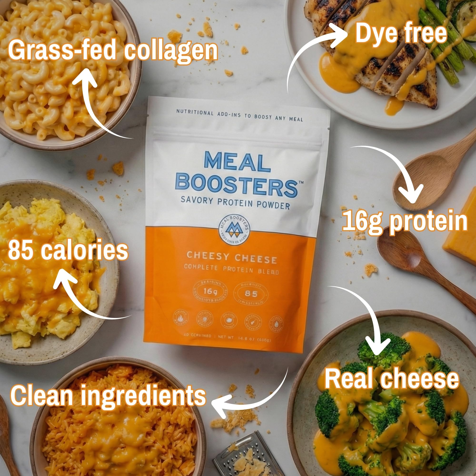 Meal support Collagen Protein Powder 422g mixed in a bowl of soup