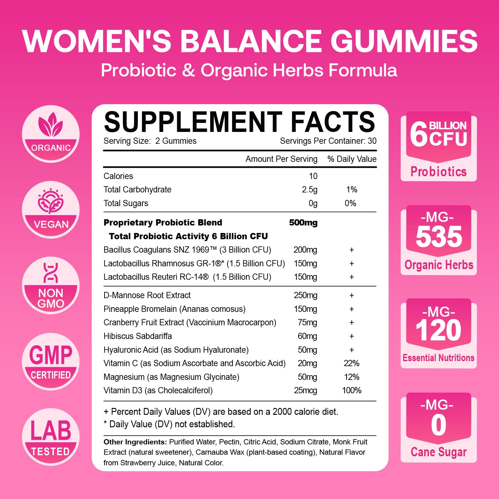 Meceilays Feminine Balance Gummies ingredients list