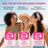 Meceilays Feminine Balance Gummies with a glass of water