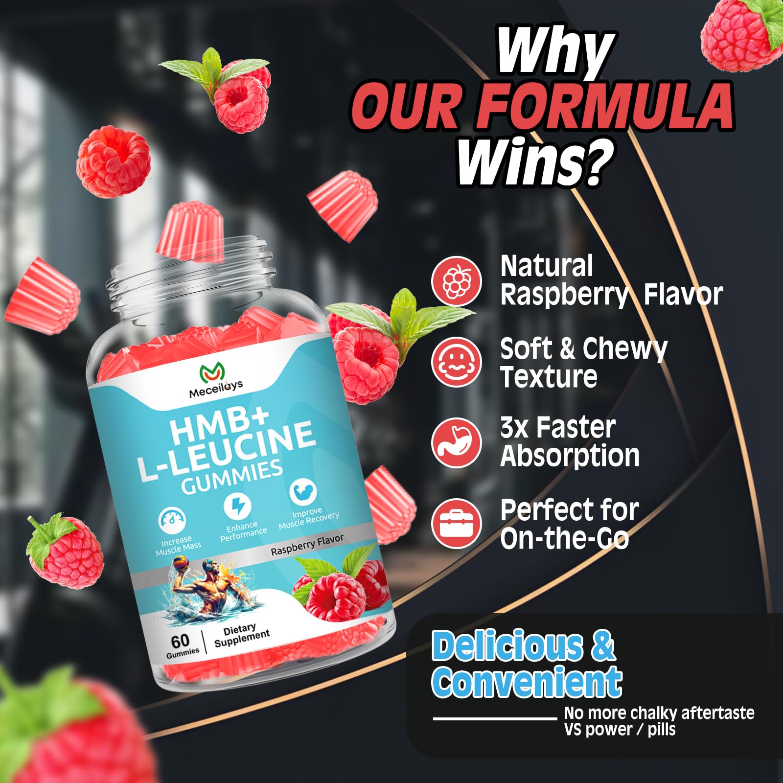 Meceilays HMB & L-Leucine Gummies in hand