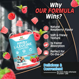 Meceilays HMB & L-Leucine Gummies with a measuring spoon