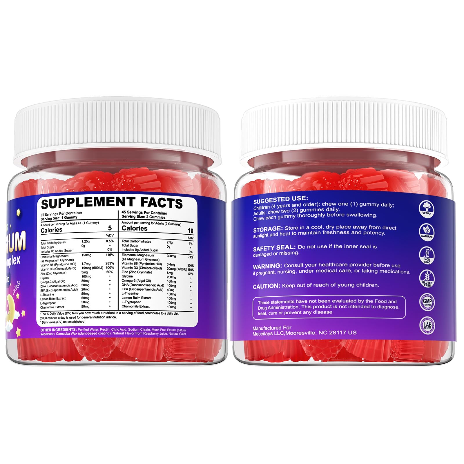Meceilays Magnesium Glycinate Gummies ingredients list