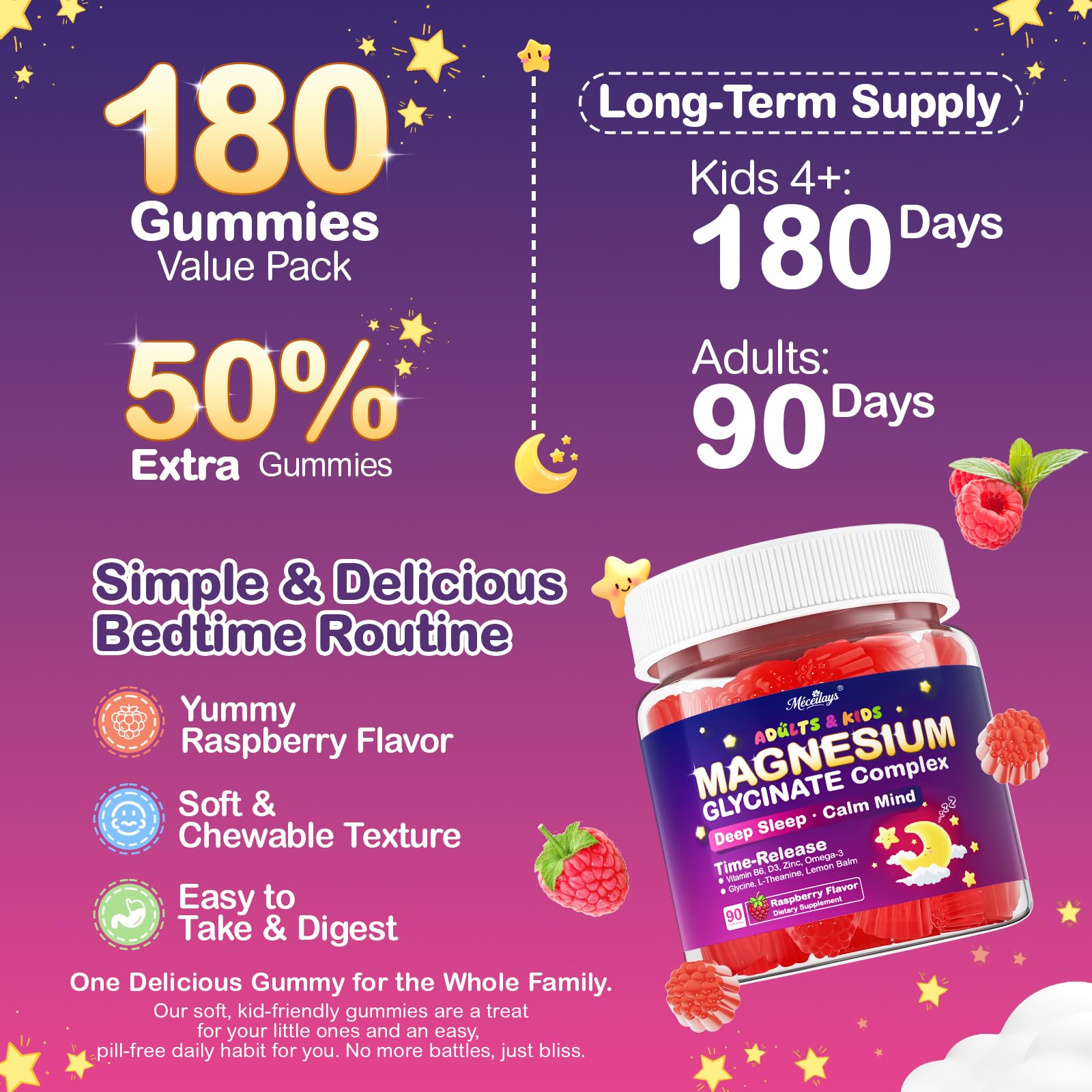 Meceilays Magnesium Glycinate Gummies packaging with natural ingredients