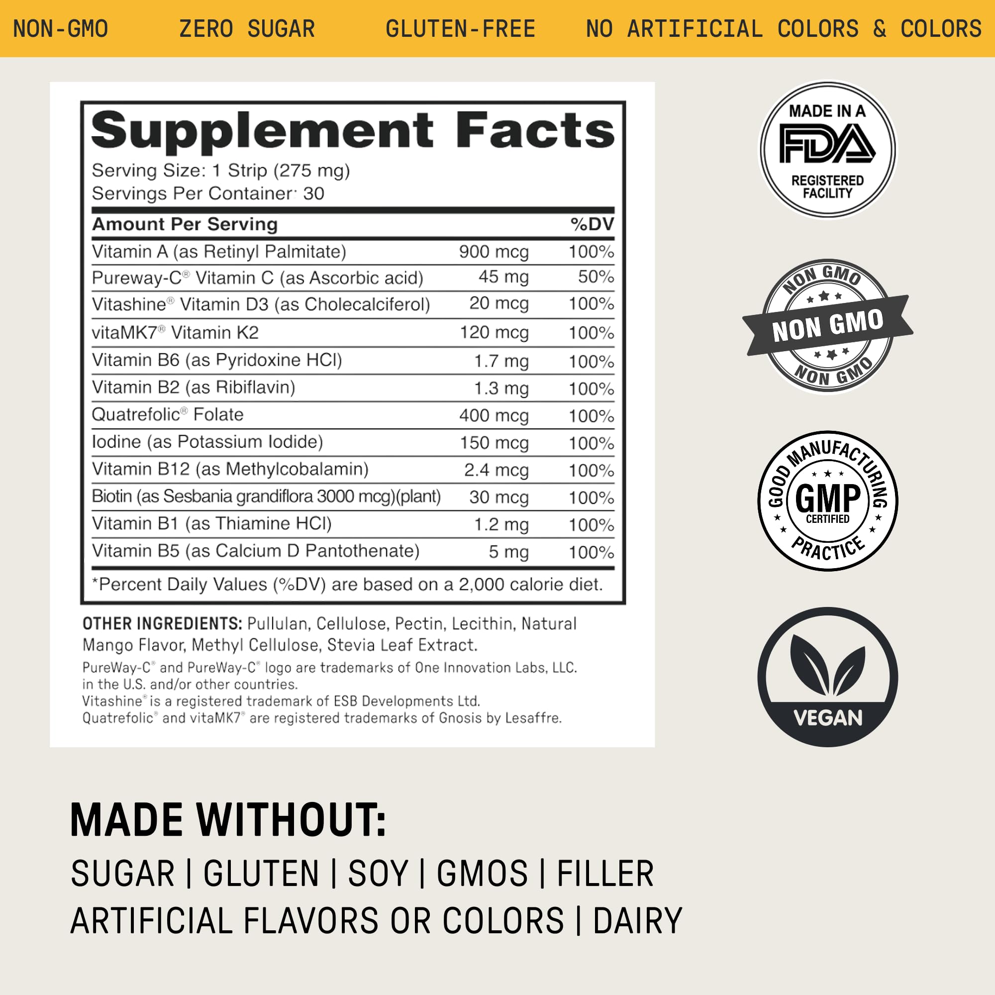 Meche Multivitamin Strips with fresh mango
