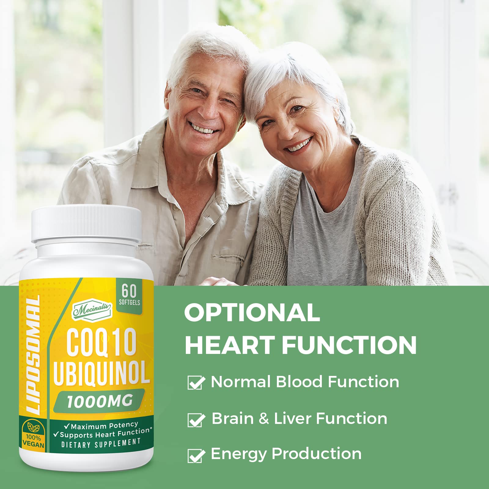 Mecinalis CoQ10 Ubiquinol 1000mg softgel opened bottle