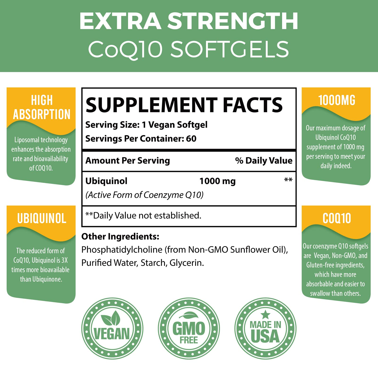Mecinalis CoQ10 Ubiquinol 1000mg softgel side view