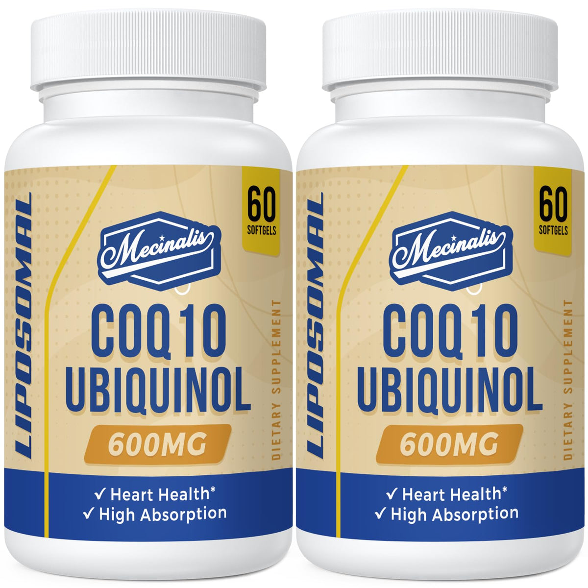 Mecinalis CoQ10 Ubiquinol 600mg Softgels front view