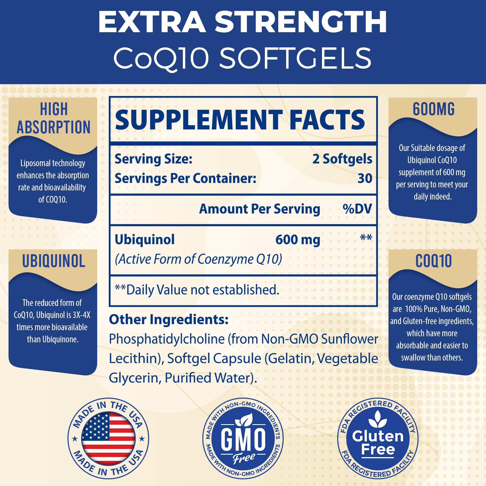 Mecinalis CoQ10 Ubiquinol 600mg Softgels packaging