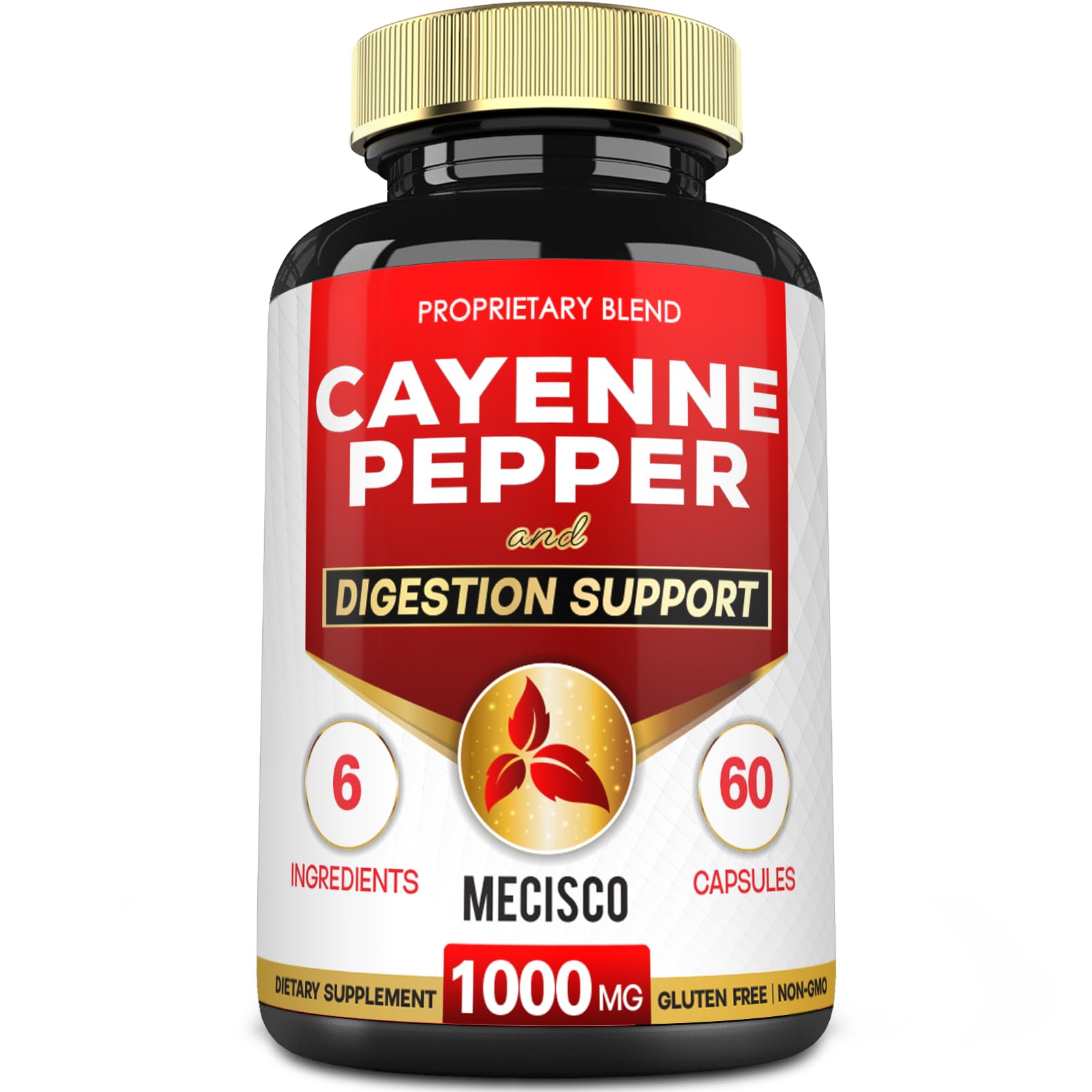 Mecisco Cayenne Pepper Supplement front view with packaging