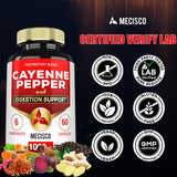 Mecisco Cayenne Pepper Supplement on a wooden table