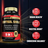 Mecisco Cortisol Shield Ashwagandha supplement bottle side view