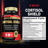 Mecisco Cortisol Shield Ashwagandha supplement capsules close-up