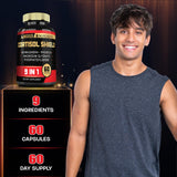 Mecisco Cortisol Shield Ashwagandha supplement capsules on a wooden table