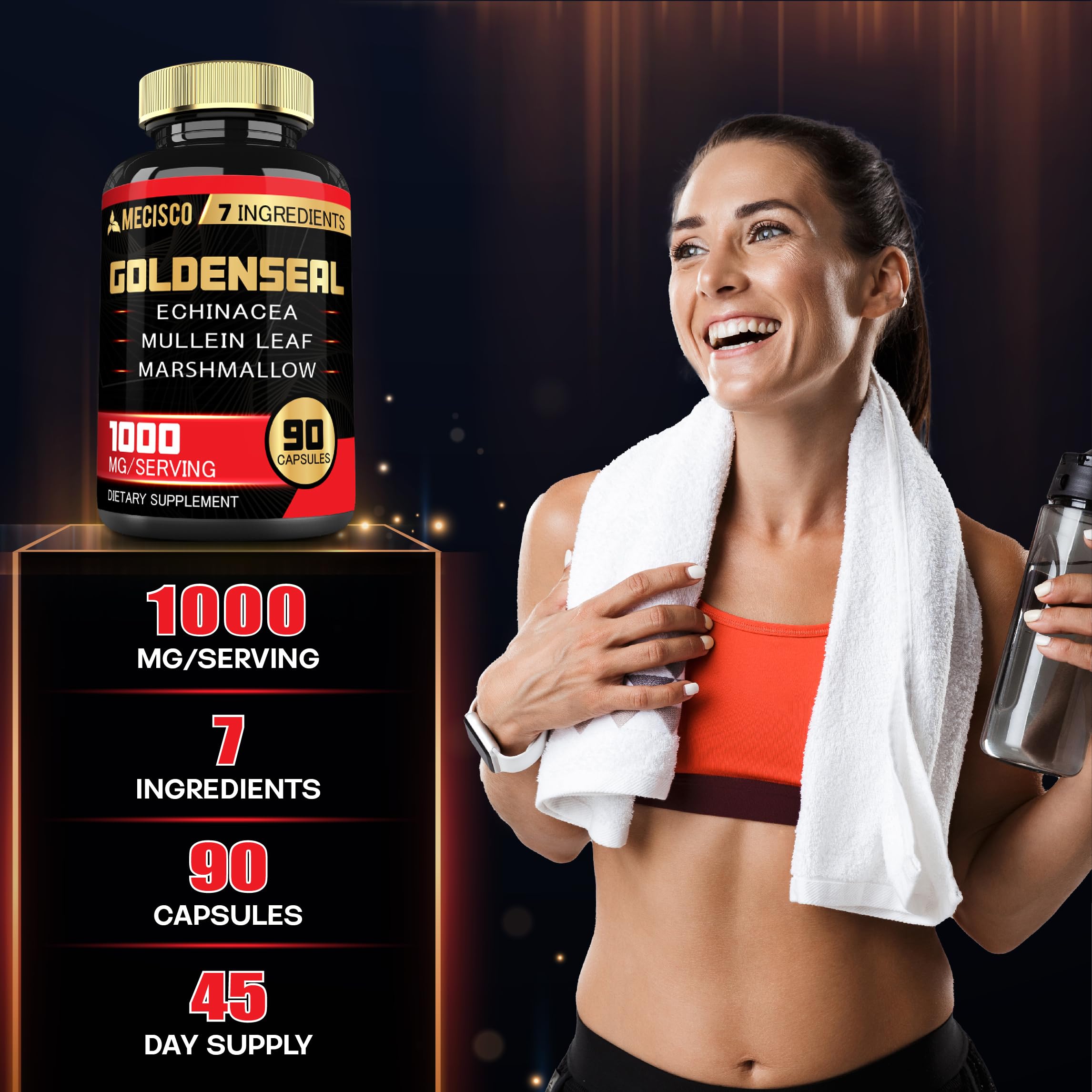 Mecisco Echinacea Goldenseal Supplement ingredients list on packaging