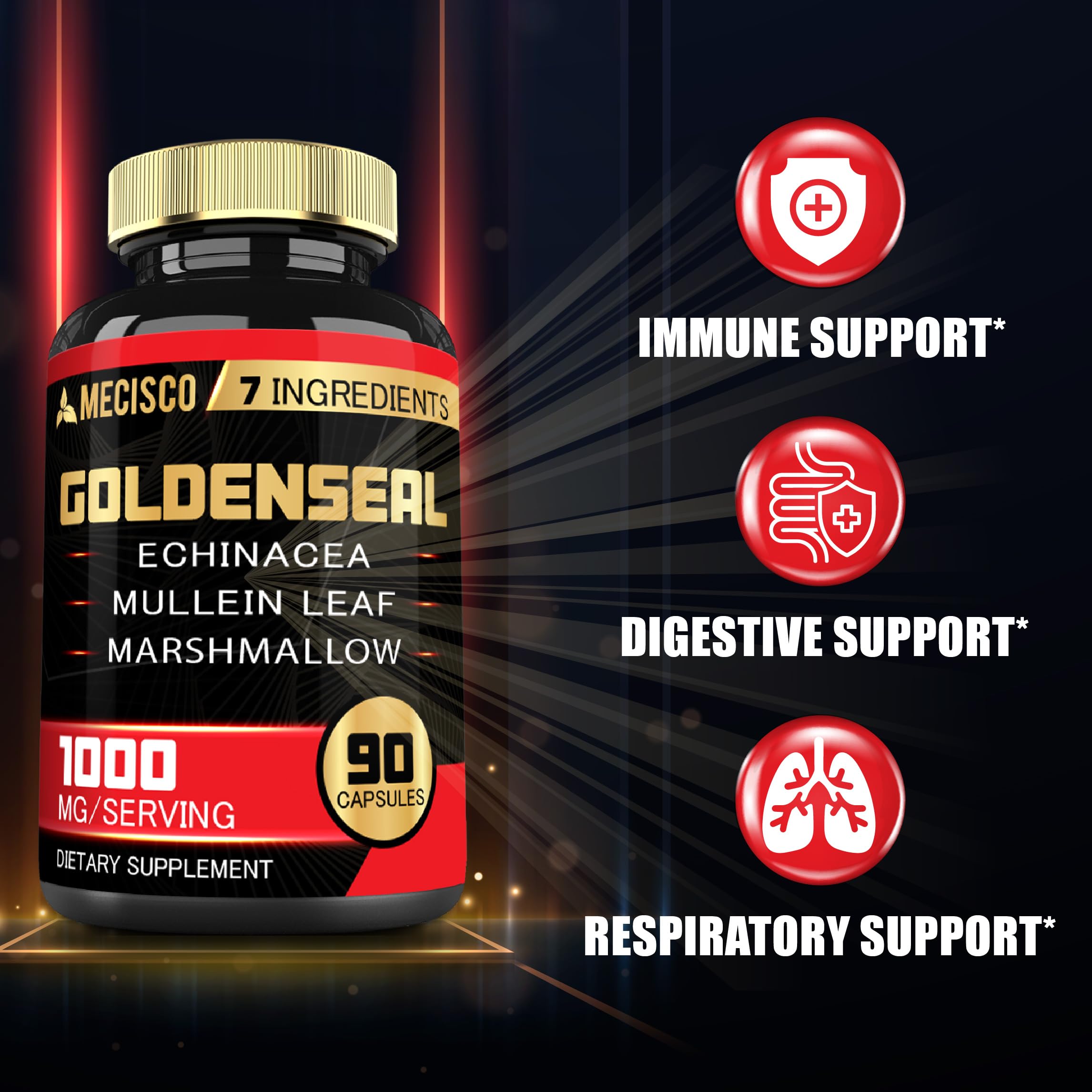 Mecisco Echinacea Goldenseal Supplement packaging with label