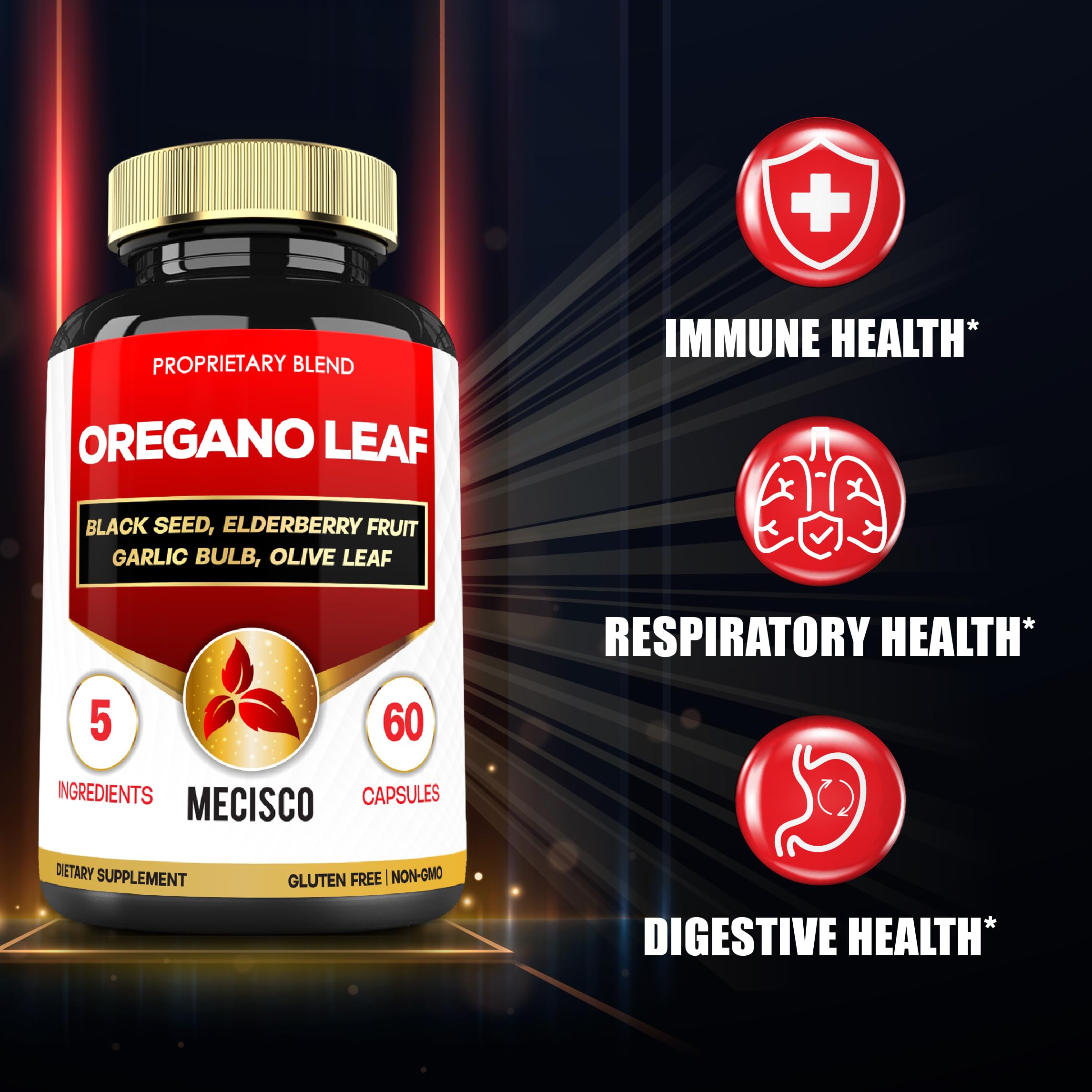 Mecisco Oregano Capsules packaging with label
