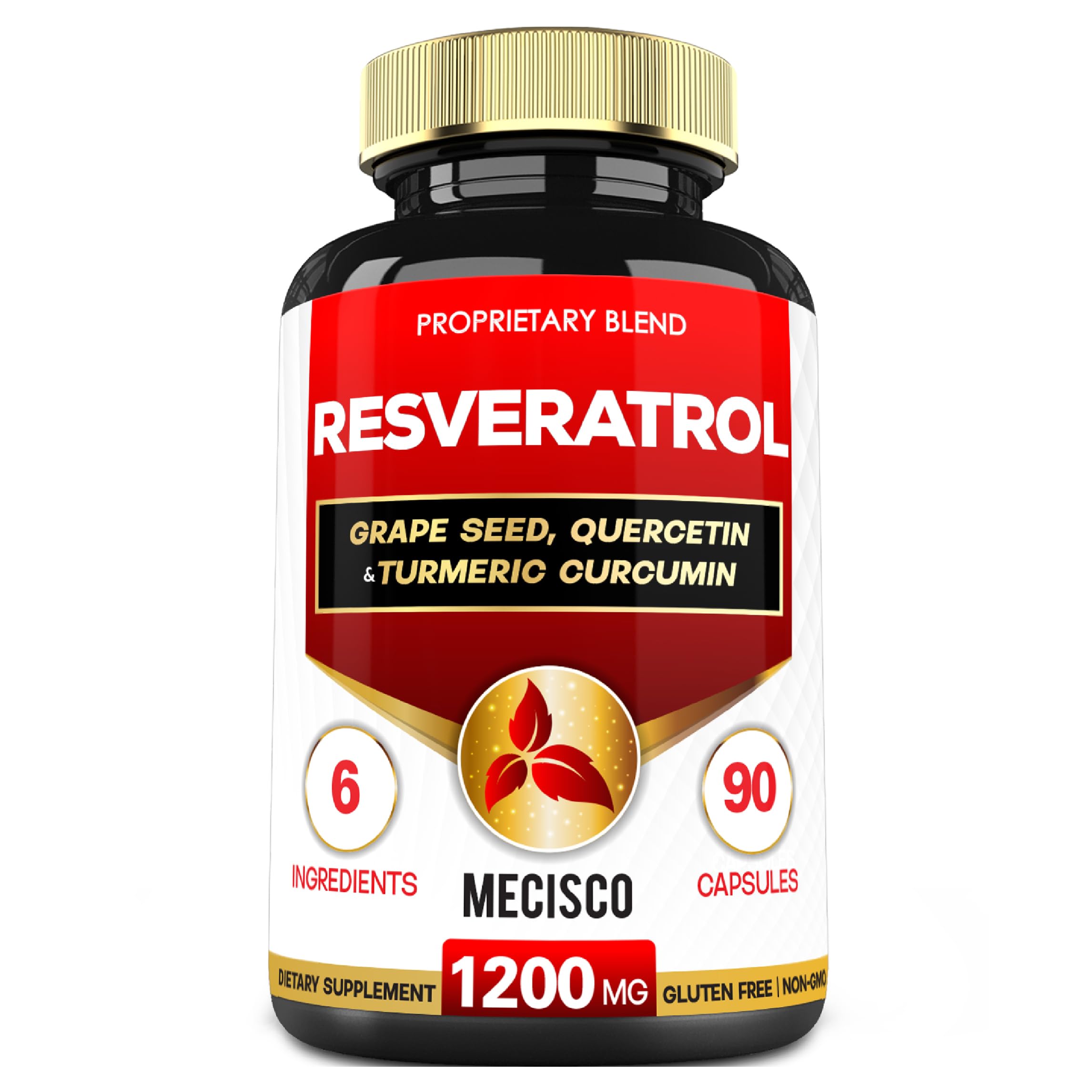 Mecisco Resveratrol 1000mg supplement bottle front view