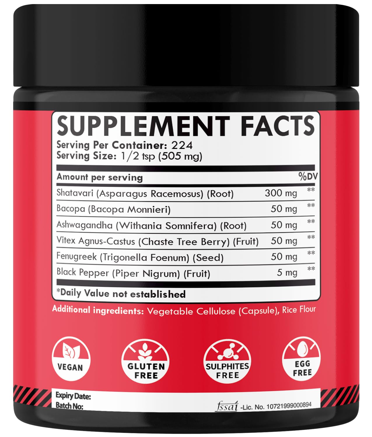 Mecisco Shatavari Herbal Supplement with measuring spoon