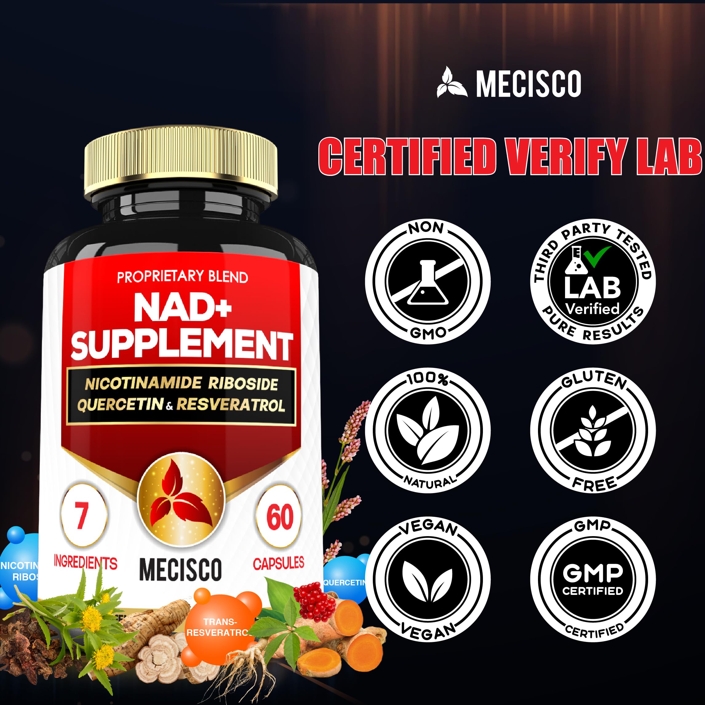 Mecisco Vitamin B3 (Niacin) supplement with a glass of water