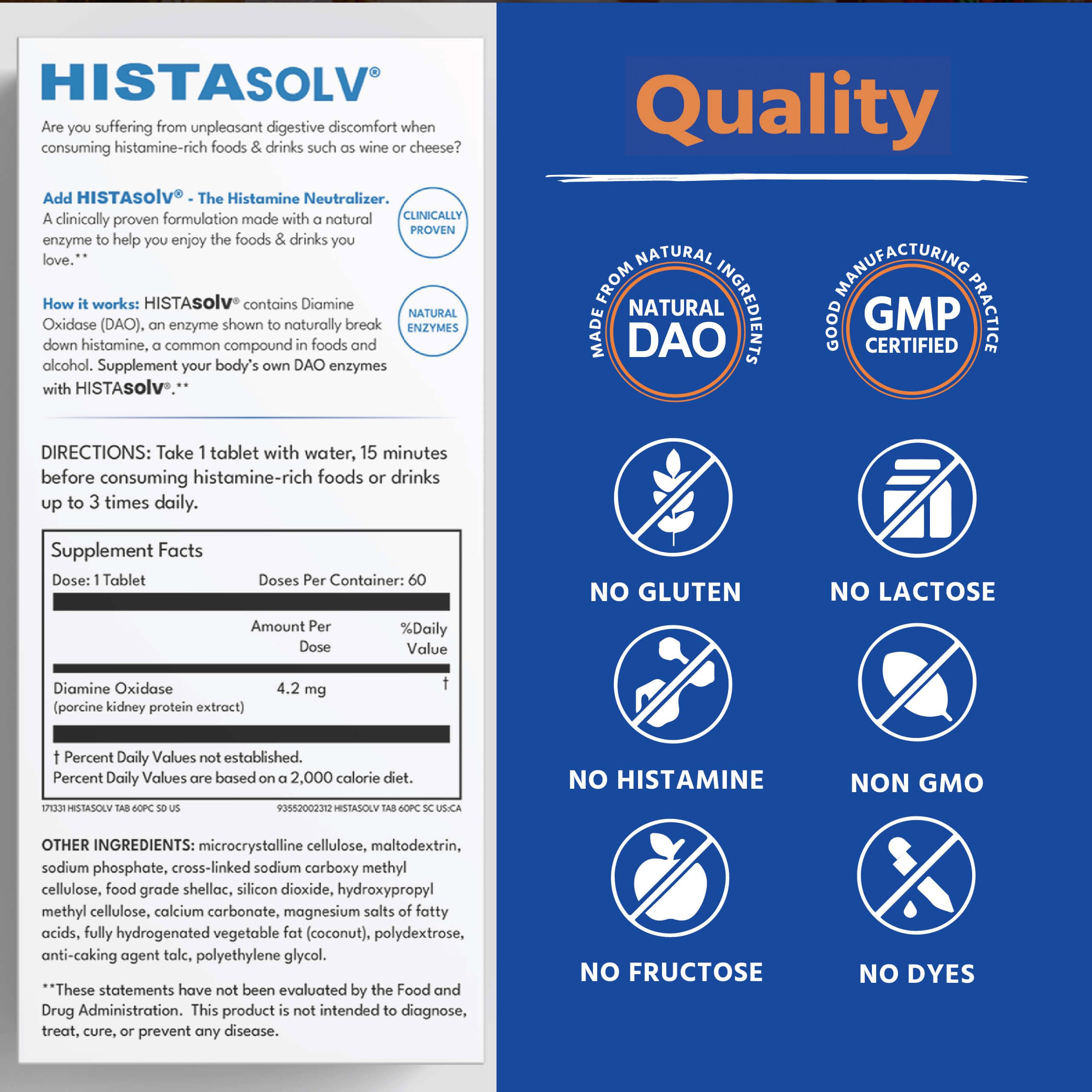 Medagel HISTAsolv Multi-Enzyme Tablets packaging side view