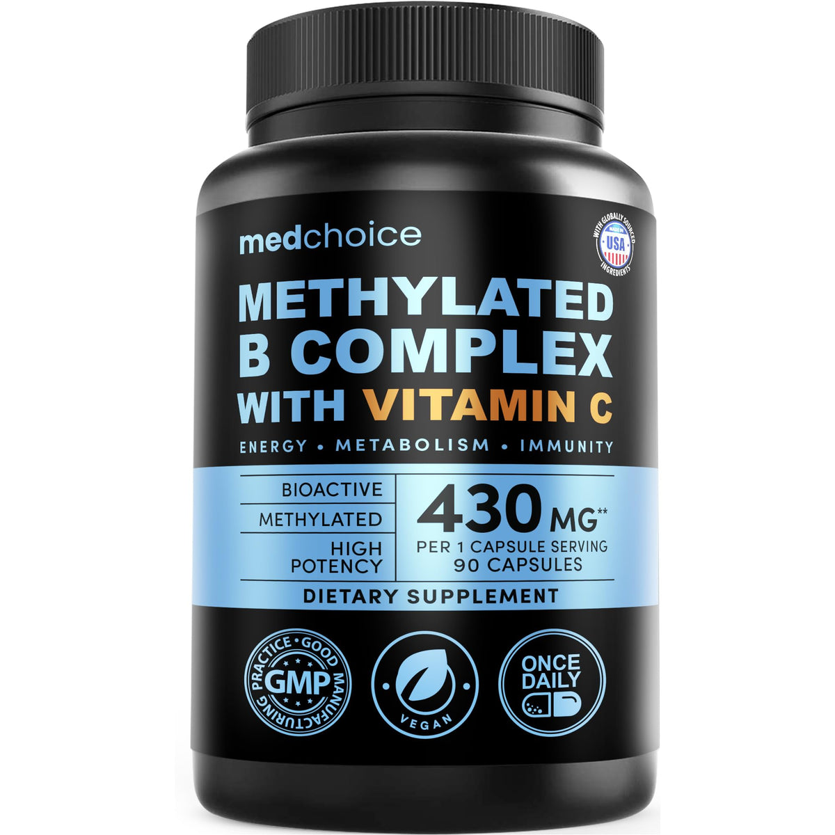 MEDCHOICE B-Complex Vitamins 90 capsules front view