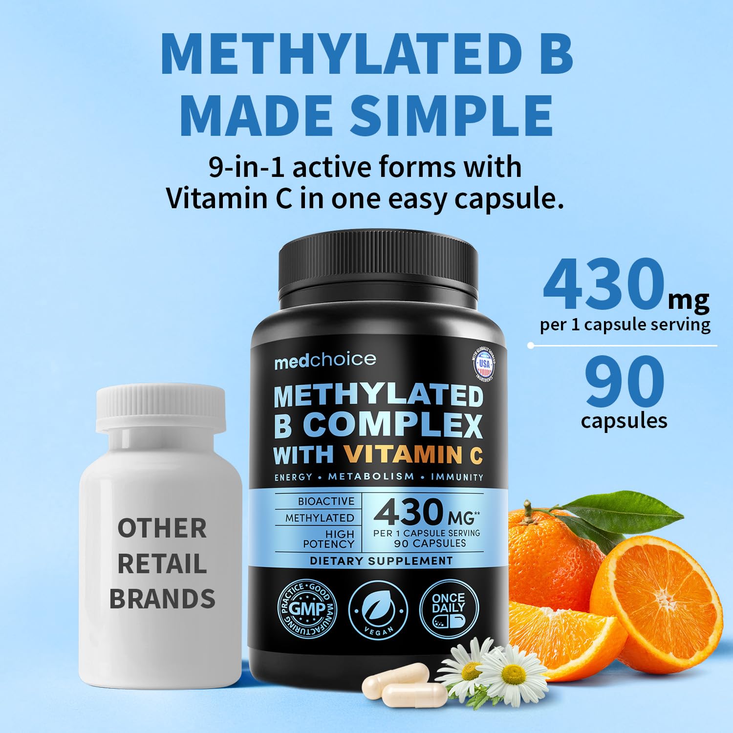 MEDCHOICE B-Complex Vitamins side view of packaging