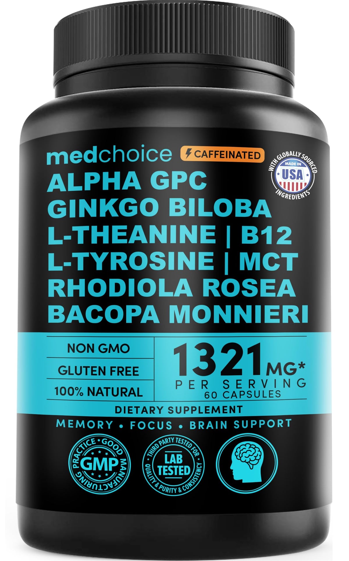 MEDCHOICE Ginkgo Biloba Memory & Focus Supplement front view