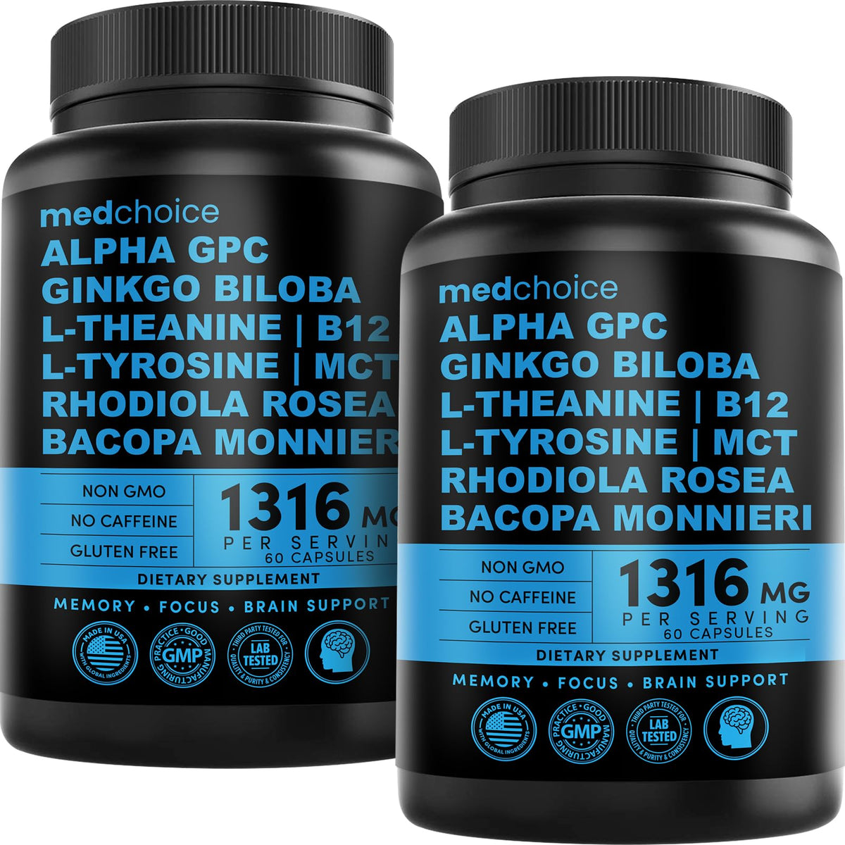 MEDCHOICE Ginkgo Biloba Supplement 1321mg front view