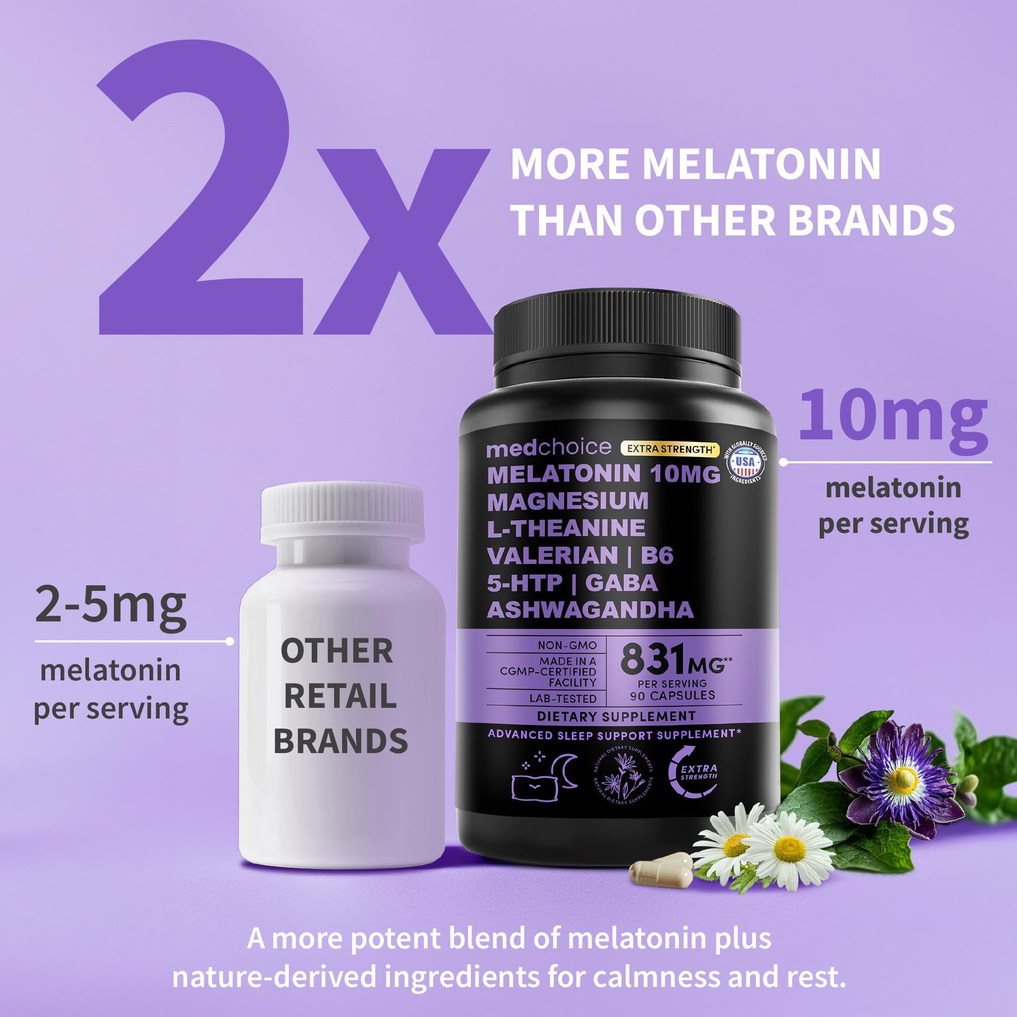 MEDCHOICE melatonin capsules bottle with 90 count